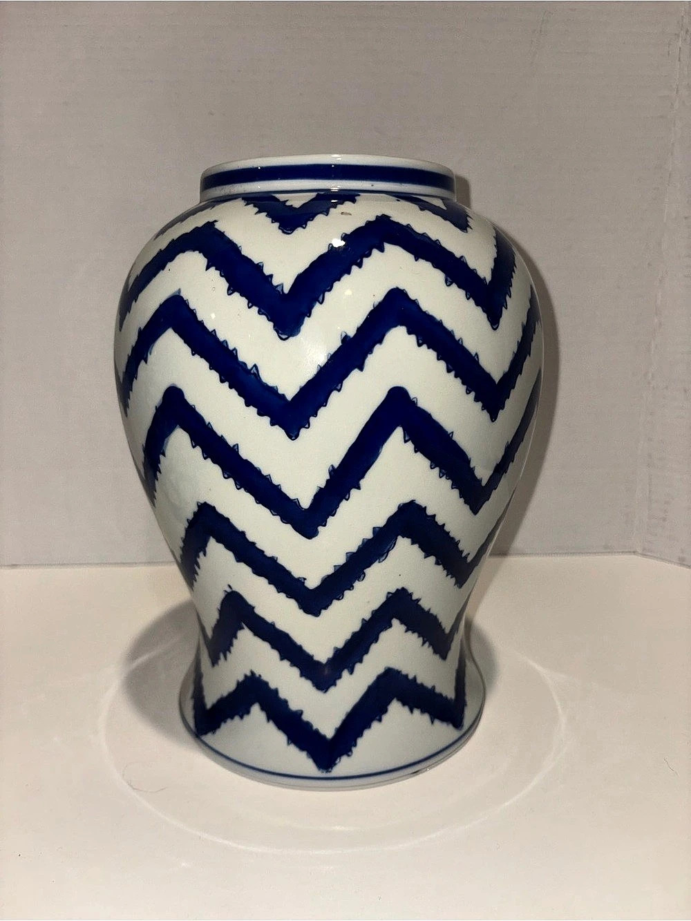 Blue & White Chevron Geometric Vase